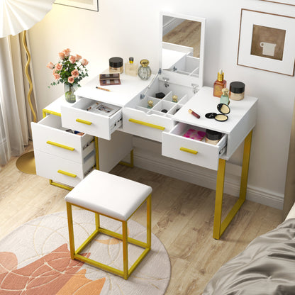 Pink modern simple hair desk, multi-layer storage space