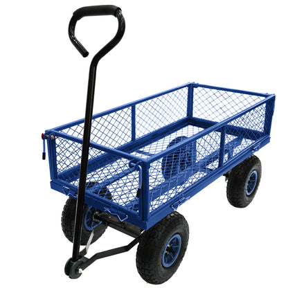 3 cu. ft. 300 lbs. Capacity Removable Sides Metal Steel Mesh Heavy Duty Utility Wagon Outdoor Garden Cart in Yellow