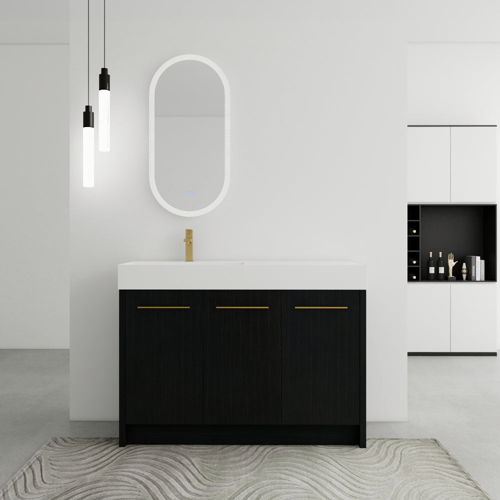 48 Inch Freestanding Bathroom Vanity with Resin Sink, With Soft Closing Door, KD-Package