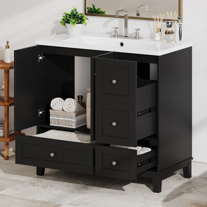 [Cabinet Only] 36" Bathroom Vanity-Black (Sink not included)