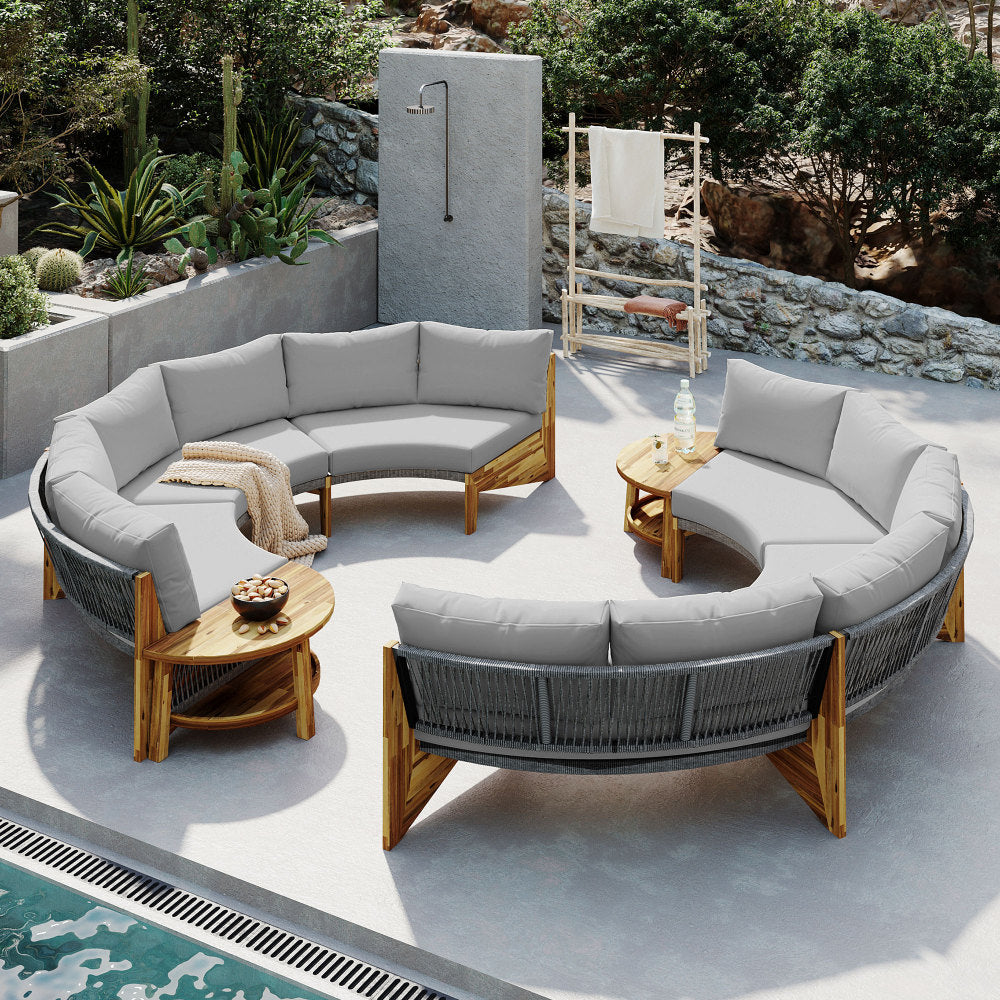U_STYLE 6 - Person Outdoor Seating Group with Cushions and A Coffee Table(old sku:WY000379AAE)