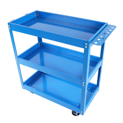 Tool Cart, 3-Tier Rolling Mechanic Tool Cart, Heavy Duty Steel Utility Cart with Lockable Wheels, 450 LBS Capacity Industrial Service Cart for Garage, Warehouse, Workshop (Blue)