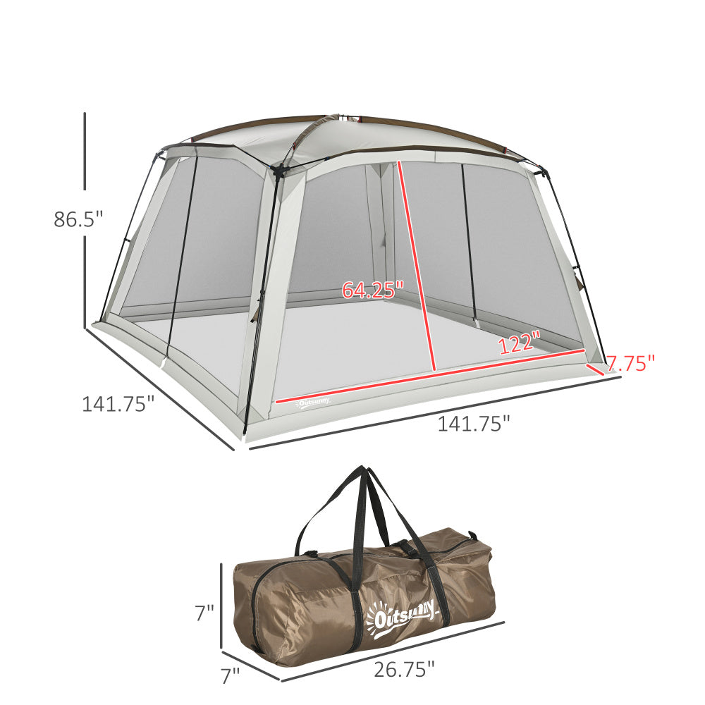 Outsunny 12' x 12' Screen House Room, UV50+ Screen Tent with 2 Doors and Carry Bag, Easy Setup, for Patios Outdoor Camping Activities