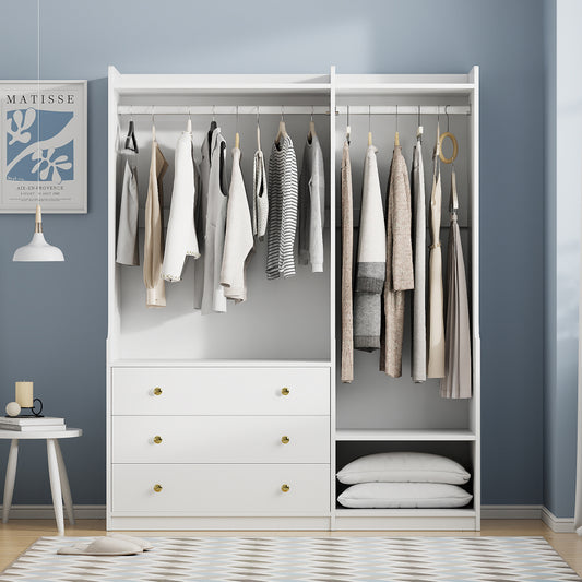 Open Wooden Wardrobe Storage for Bedroom, White