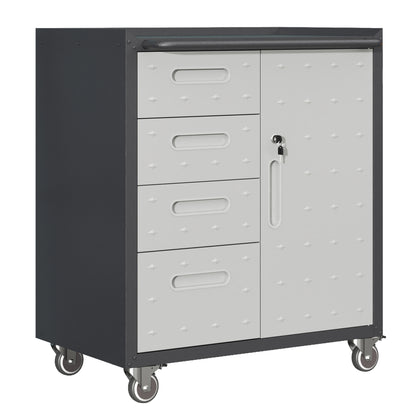 Metal Wall-Mounted Tool Storage Cabinet with Locking Door and 1 Shelf 1 Opened Drawer for Garage Warehouse,Office,Assembly Required