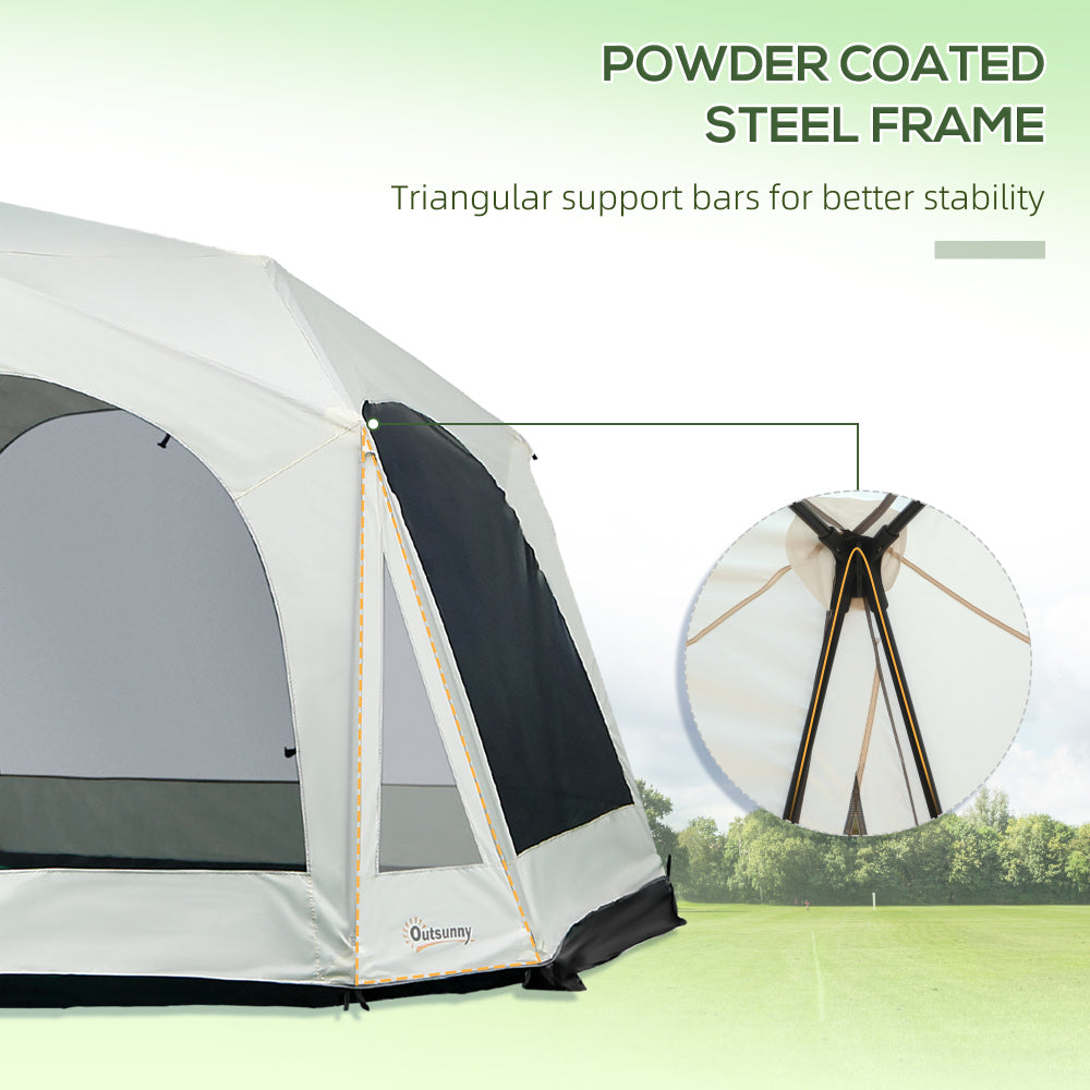 Outsunny 20 Person Camping Tent, Outdoor Cabin Tent Tent with 2 Doors, Screen Room, Family Dome Tent for Hiking, Backpacking, Traveling, Easy Set Up, Cream