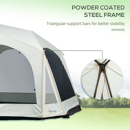 Outsunny 20 Person Camping Tent, Outdoor Cabin Tent Tent with 2 Doors, Screen Room, Family Dome Tent for Hiking, Backpacking, Traveling, Easy Set Up, Cream