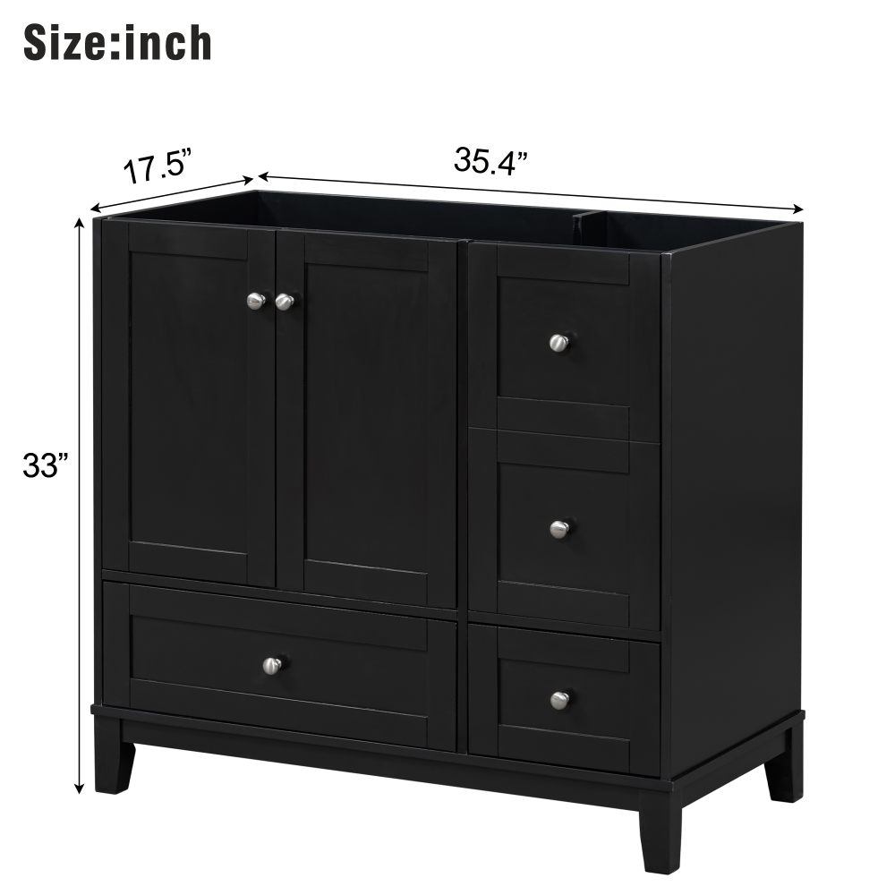 [Cabinet Only] 36" Bathroom Vanity-Black (Sink not included)