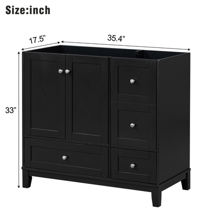 [Cabinet Only] 36" Bathroom Vanity-Black (Sink not included)