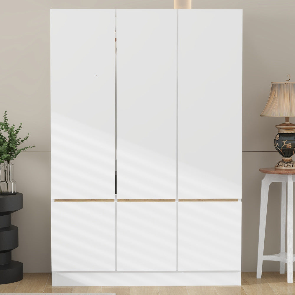 6-Doors Wooden Wardrobe Storage for Bedroom,Nature