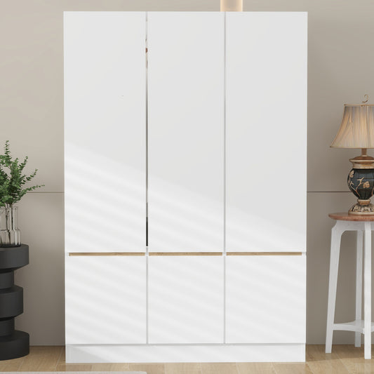 6-Doors Wooden Wardrobe Storage for Bedroom,White