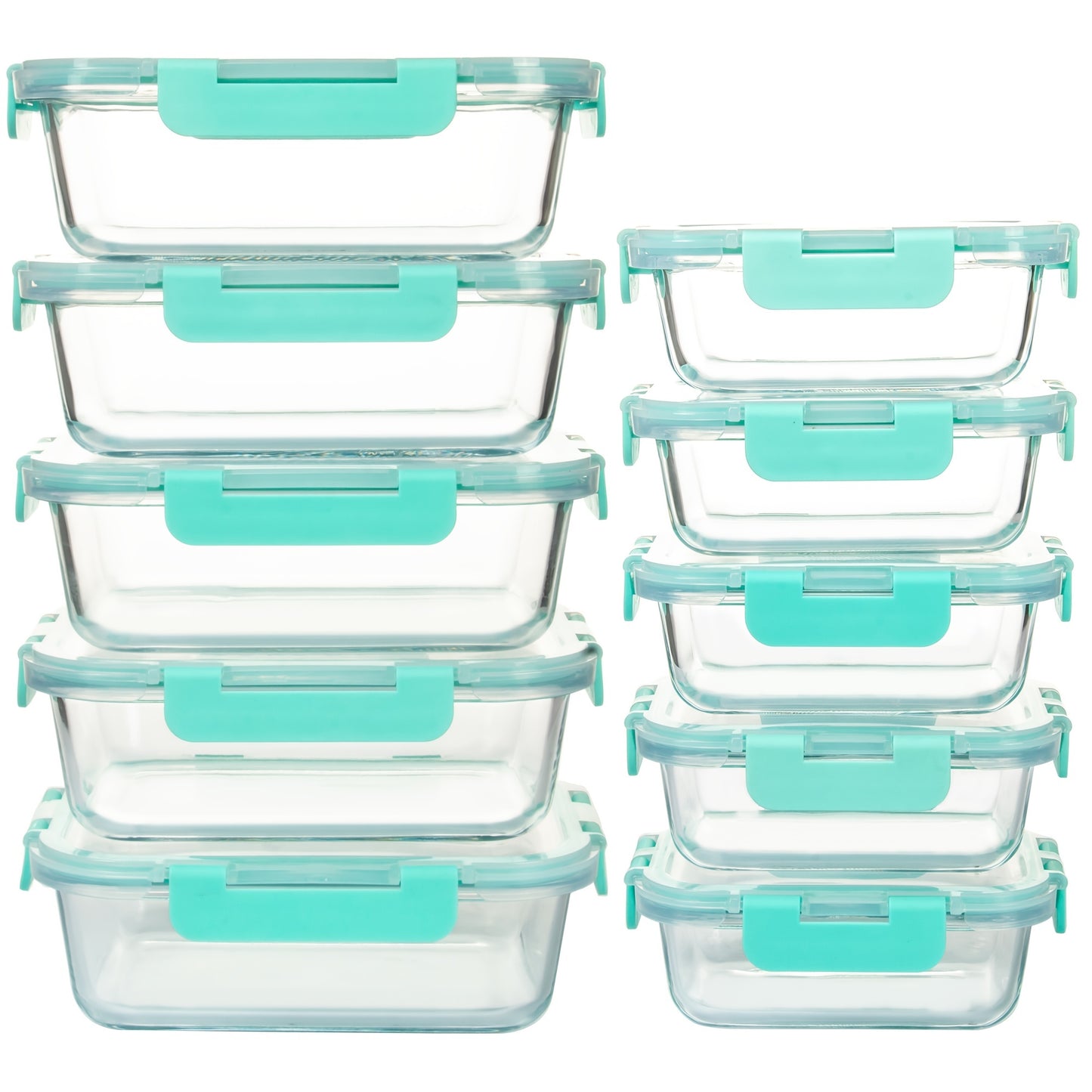 10-Piece Glass Food Storage Container, Sealed Glass Lunch Container, Stackable Glass Food Storage Container Set with Lid for Microwave, Oven, Freezer and Dishwasher