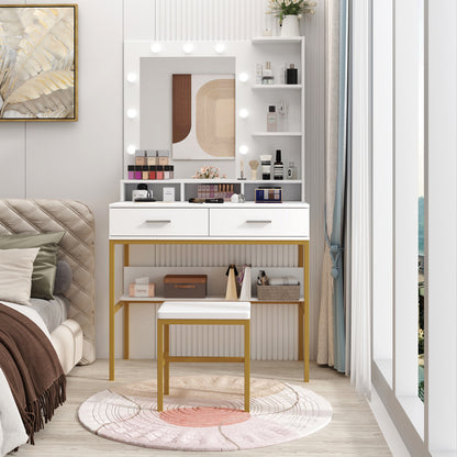 White modern simple hair desk, multi-layer storage, large storage space