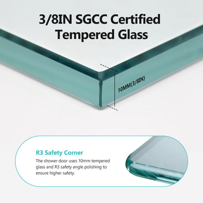 68-72 inches *76 inches  Frameless Double Sliding Soft-Close Shower Door, 3/8 inches (10mm) Thick SGCC Tempered Glass Door, Chrome