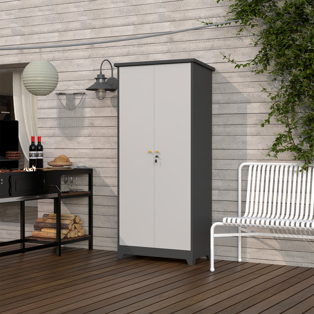 Outdoor Cabinet Outdoor Storage Cabinet Waterproof, Storage Cabinet cabinet with Shelves, Vertical Tall Garden Storage cabient & Outdoor Storage Cabinet Weatherproof for Outside in light gray