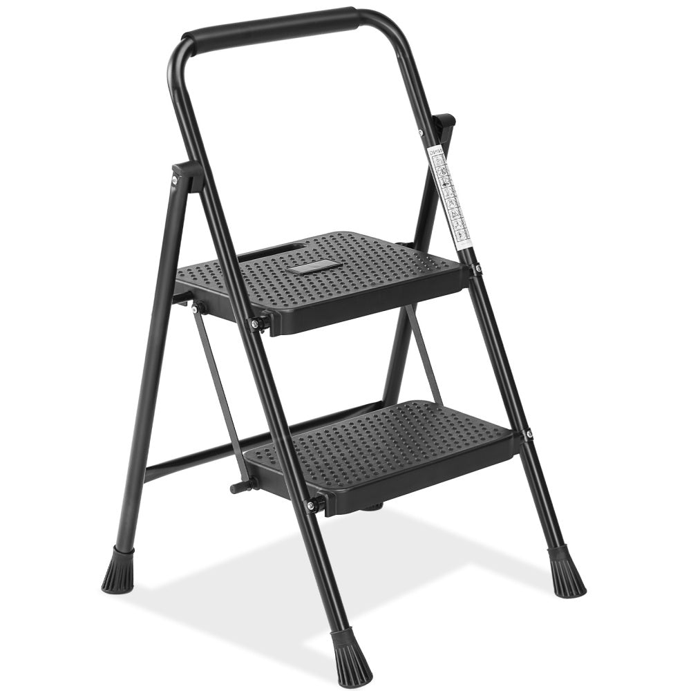 3 Non-slip step ladder, quick folding steel ladder Sturdy metal supported household tools for home/office work at altitude, portable step tools