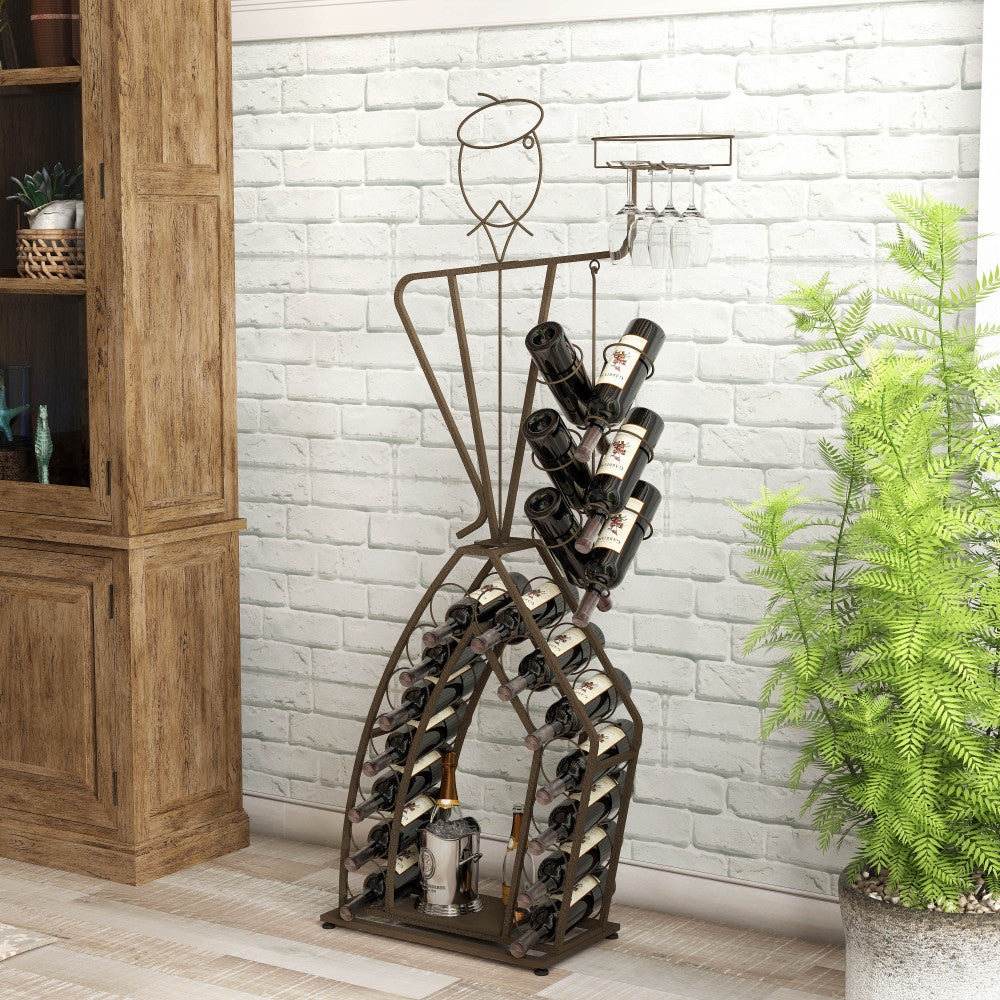 Unique Design Wine Bakers Rack, Freestanding Wine Rack with Storage Bottle, Wine Storage Home Bar for Liquor and Wine, Organizer for Kitchen, Dining Room