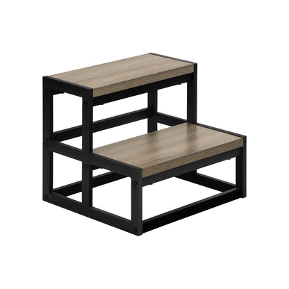 Ladder, Step Stool, Bedroom, Kitchen, Black Metal, Dark Taupe Laminate, Contemporary