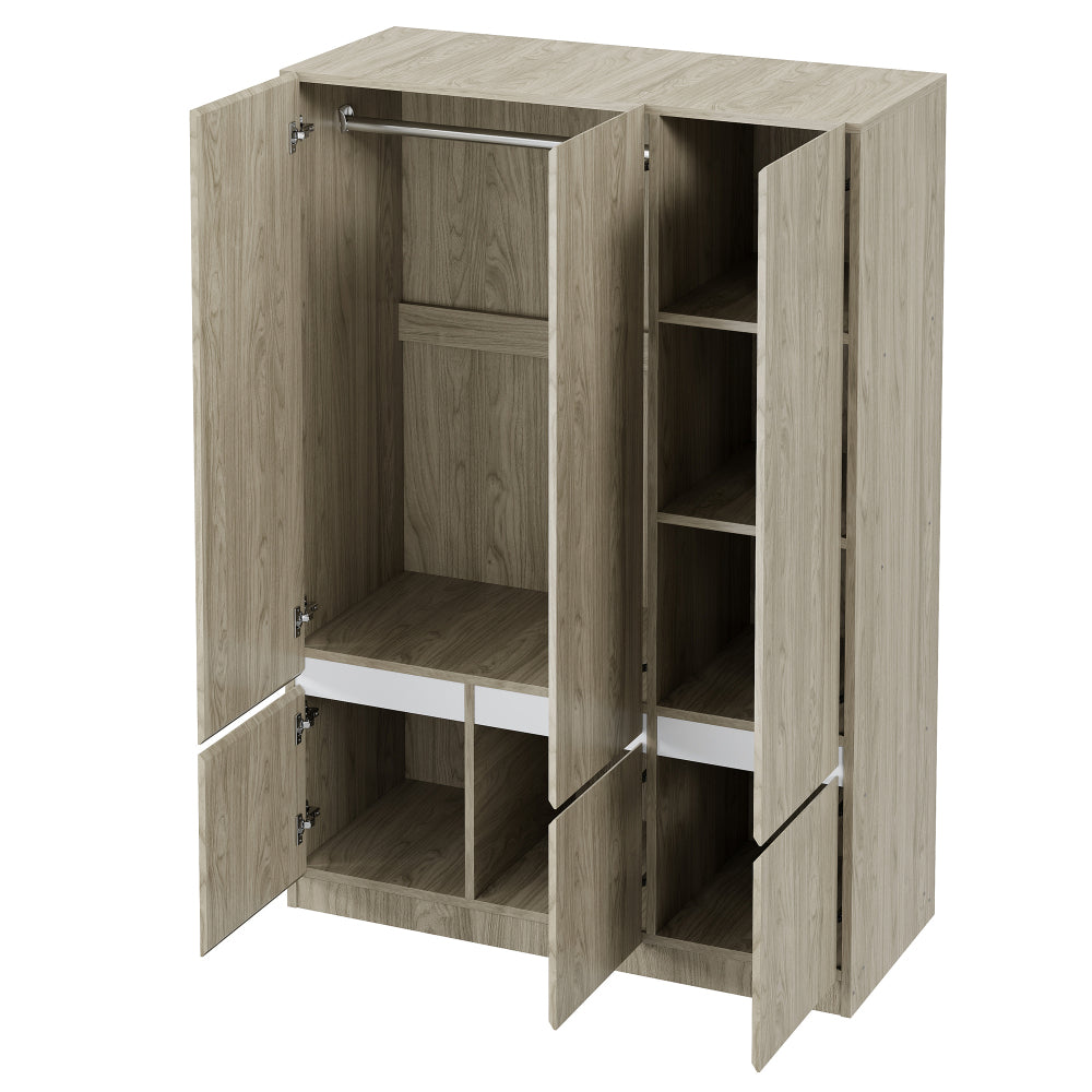 6-Doors Wooden Wardrobe Storage for Bedroom,Nature