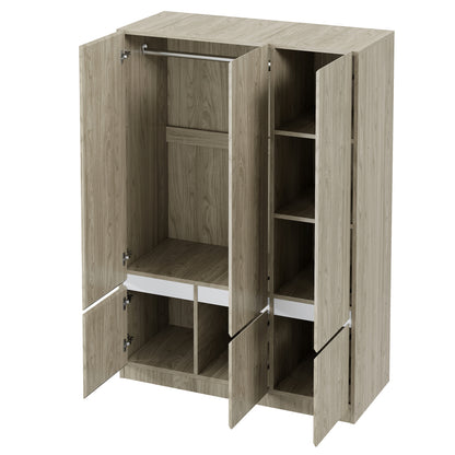 6-Doors Wooden Wardrobe Storage for Bedroom,Nature