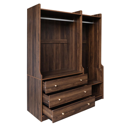 Open Wooden Wardrobe Storage for Bedroom, Brown