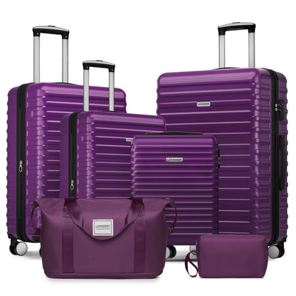 ABS Luggage Sets 6 Pieces, Expandable Suitcase Sets with Duffel Bags, Blue