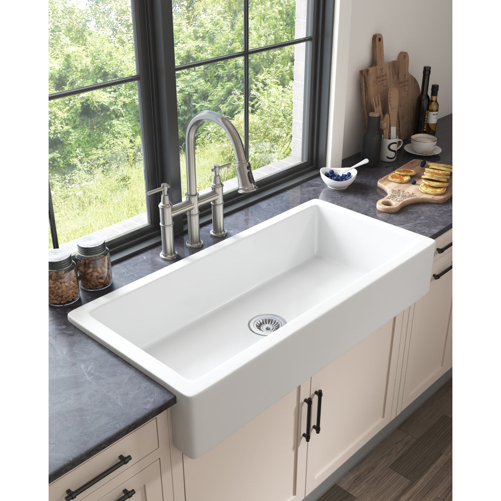 Bridge Kitchen Faucet with Pull-Down Sprayhead in Spot