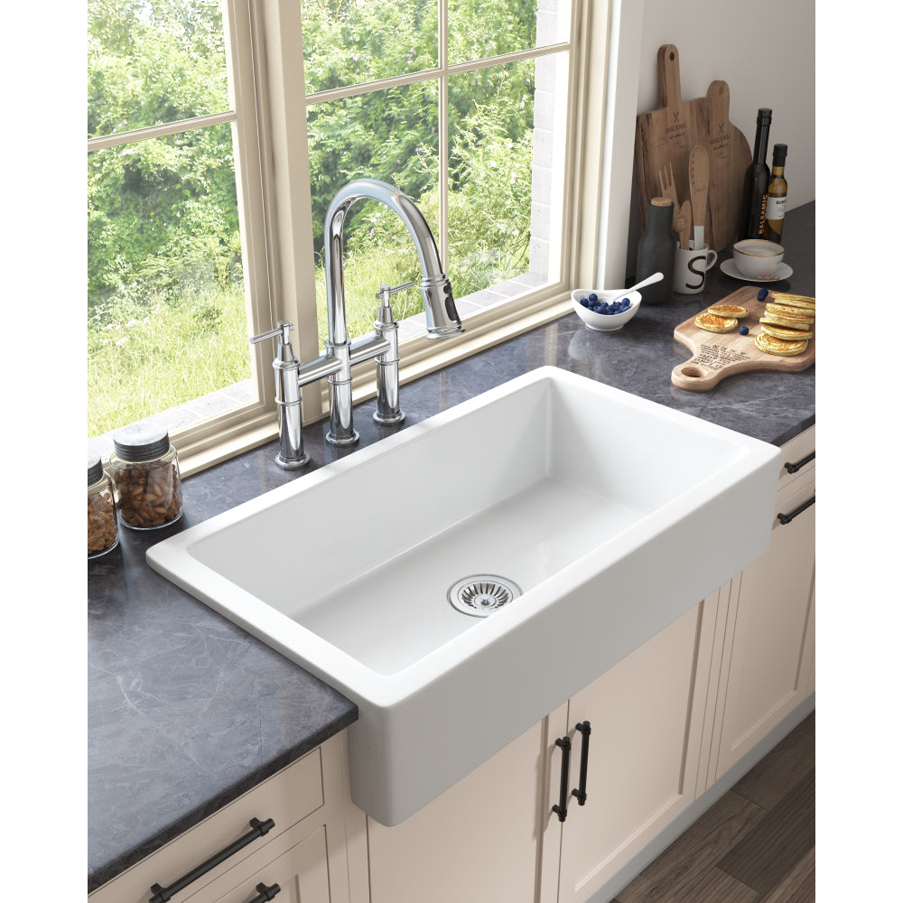 Bridge Kitchen Faucet with Pull-Down Sprayhead in Spot