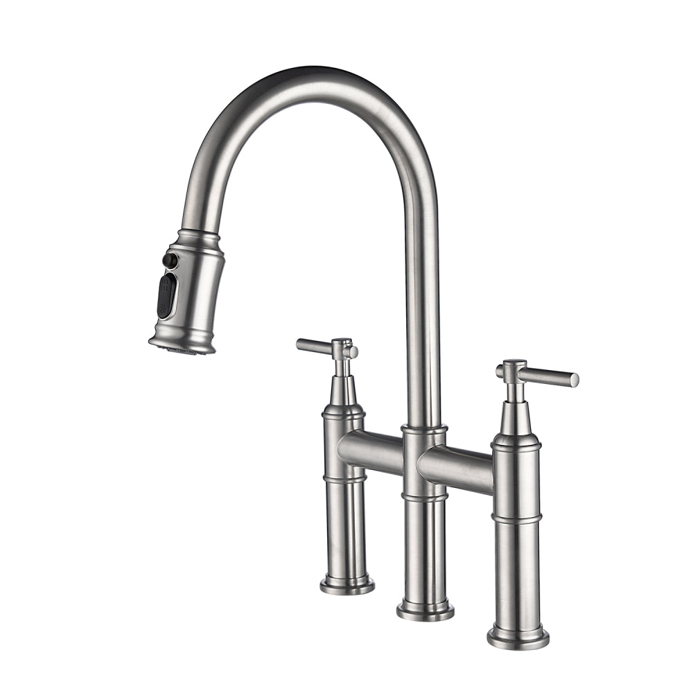 Bridge Kitchen Faucet with Pull-Down Sprayhead in Spot