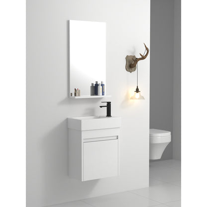 18'' Floating Wall-Mounted Bathroom Vanity with White Resin Sink & Soft-Close Cabinet Door
