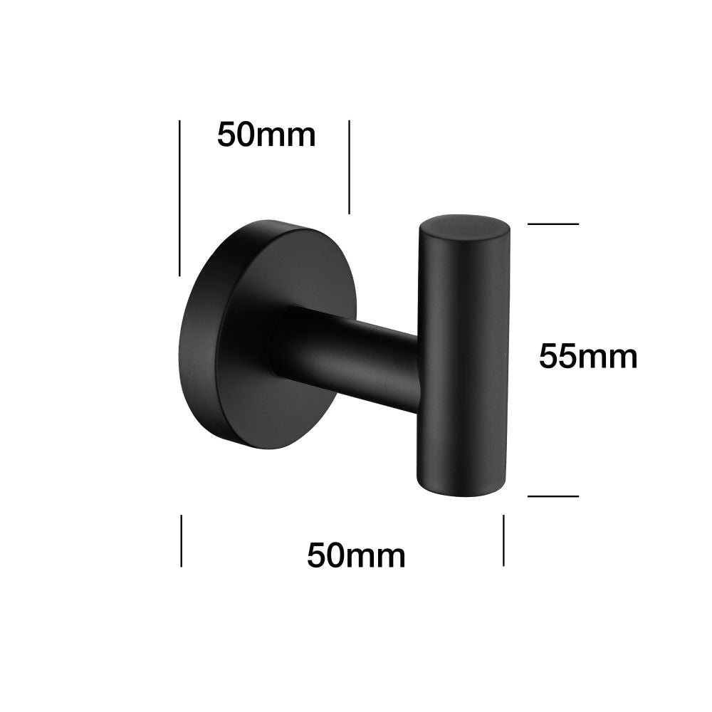 Bathroom Towel Hook Robe Hook Shower Kitchen Wall Hanging Hooks No Drill Wall Mount SUS 304 Stainless Steel Matt Black 6 Pack