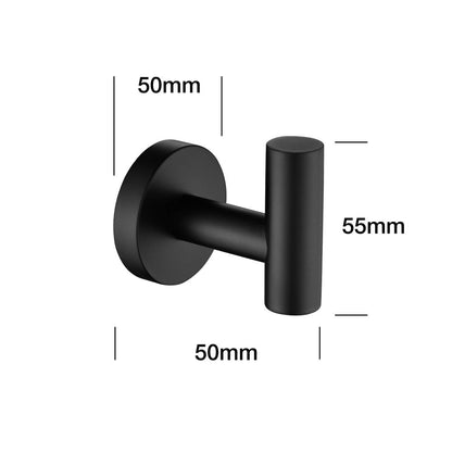 Bathroom Towel Hook Robe Hook Shower Kitchen Wall Hanging Hooks No Drill Wall Mount SUS 304 Stainless Steel Matt Black 6 Pack