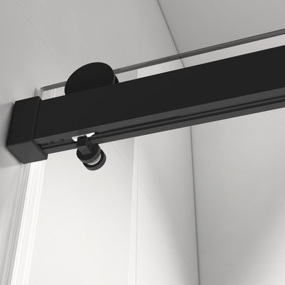 68-72 x 76 Inch Single Sliding Frameless Shower Door in Matte Black with Soft-Closing and 3/8 Inch Clear Glass