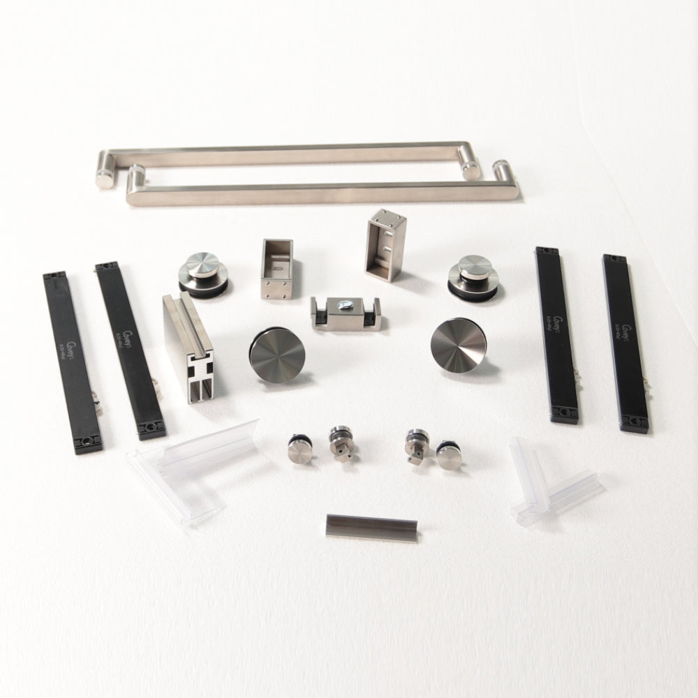 56-60 x 76 Inch Double Sliding Frameless Shower Door in Brushed Nickel with Soft-Closing and 3/8 Inch Clear Glass