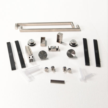 56-60 x 76 Inch Double Sliding Frameless Shower Door in Brushed Nickel with Soft-Closing and 3/8 Inch Clear Glass