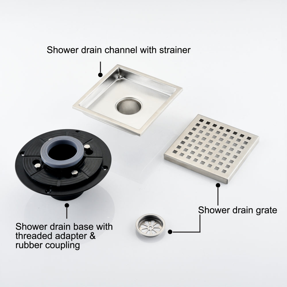 6 Inch Square Shower Floor Drain