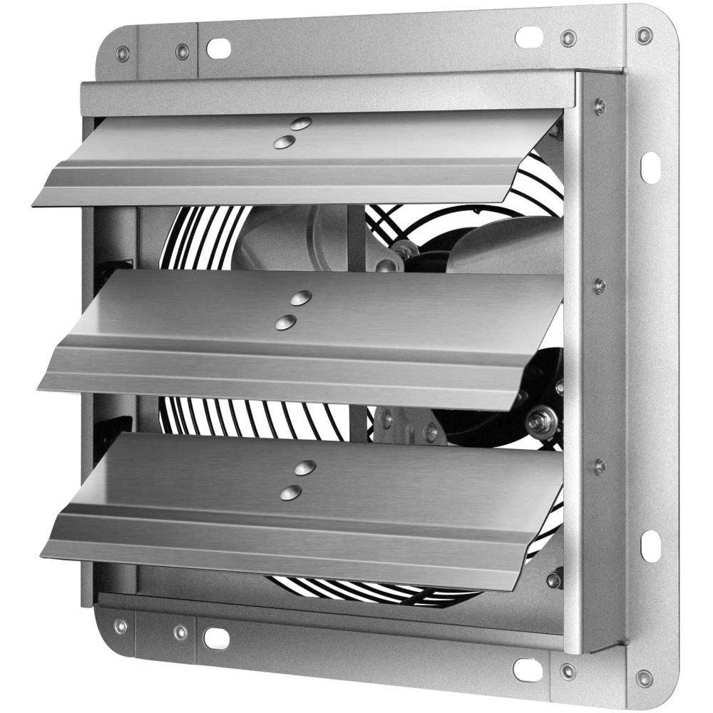 iPower 12 Inch Shutter Exhaust Fan Aluminum,High Speed 1620RPM, 940 CFM, 1-Pack, Silver