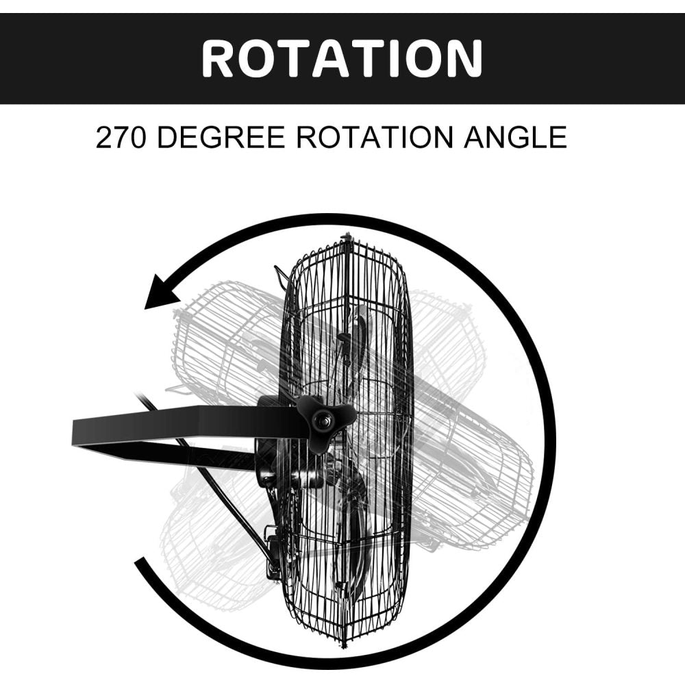 Simple Deluxe 20 Inch High Velocity 3 Speed, Black Wall-Mount Fan