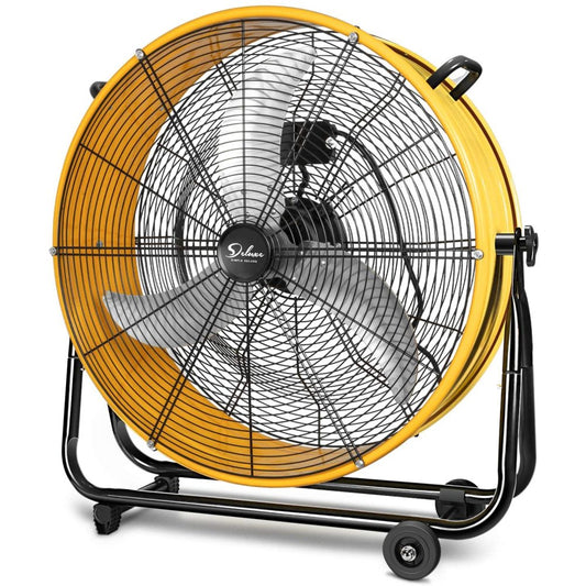Simple Deluxe 30 Inch Heavy Duty Metal Industrial Drum Fan, 3 Speed Air Circulation for Warehouse, Greenhouse, Workshop, Patio, Factory and Basement - High Velocity , Yellow