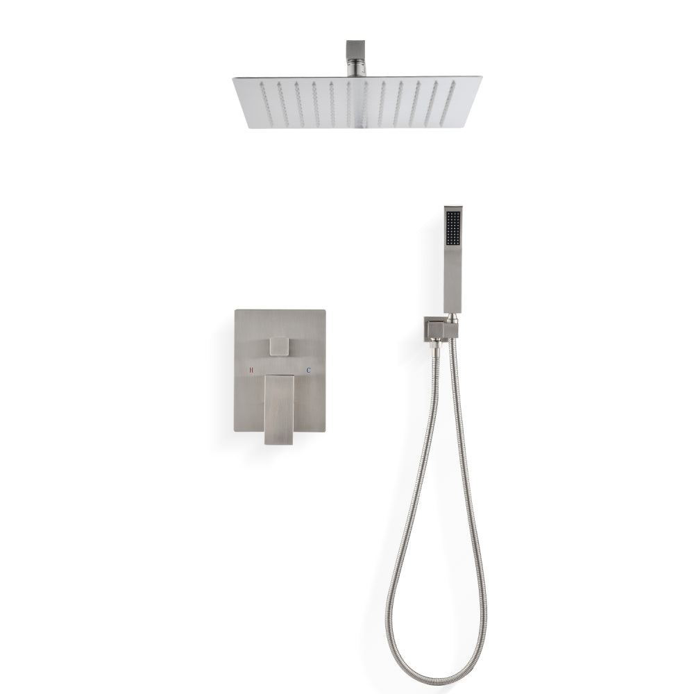 Ceiling Mounted Shower System Combo Set with Handheld and 12"Shower head