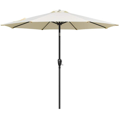 Simple Deluxe 9ft Outdoor Market Table Patio Umbrella with Button Tilt, Crank and 8 Sturdy Ribs for Garden, Red