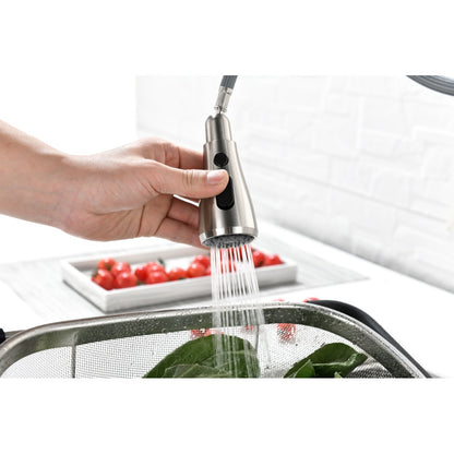 Single Handle High Arc Brushed Nickel Pull Out Kitchen Faucet,Single Level Stainless Steel Kitchen Sink Faucets with Pull Down Sprayer