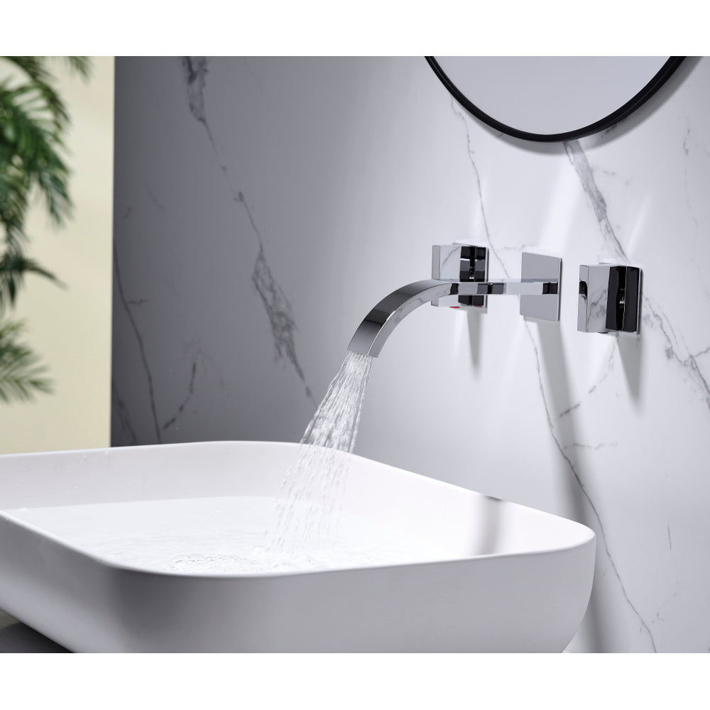 Wall Mount Lavatory Faucet Two Handle Bathroom Faucet