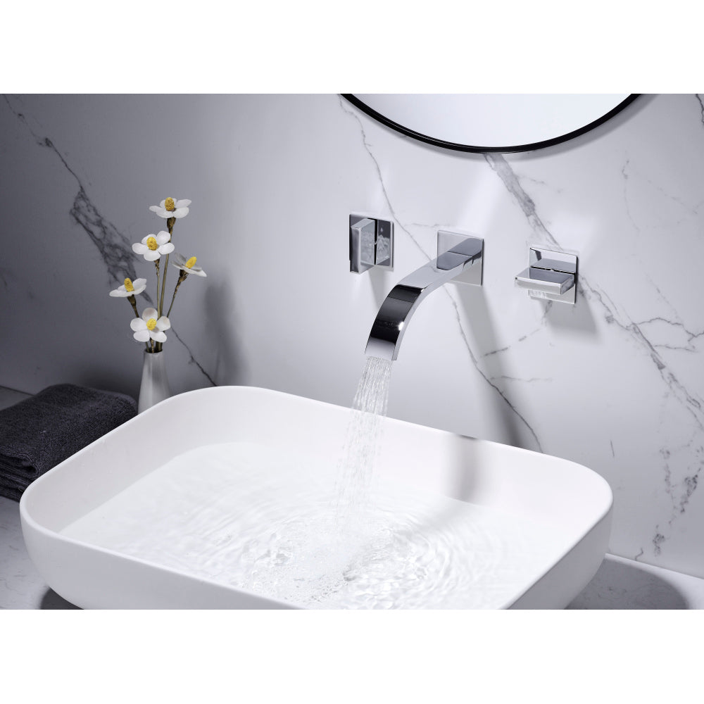 Wall Mount Lavatory Faucet Two Handle Bathroom Faucet