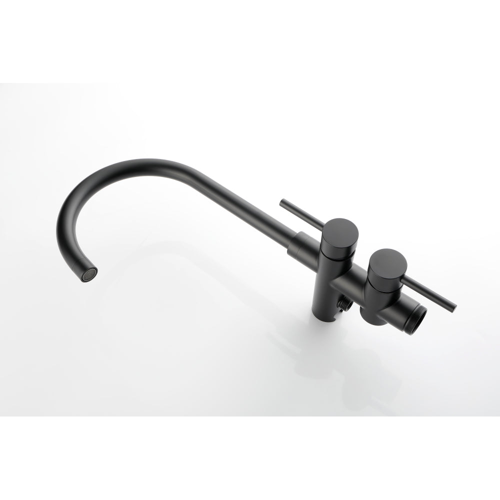 Mount Bathtub Faucet Freestanding Tub Filler Matte Black Standing High Flow Shower Faucets with Handheld Shower Mixer Taps Swivel Spout