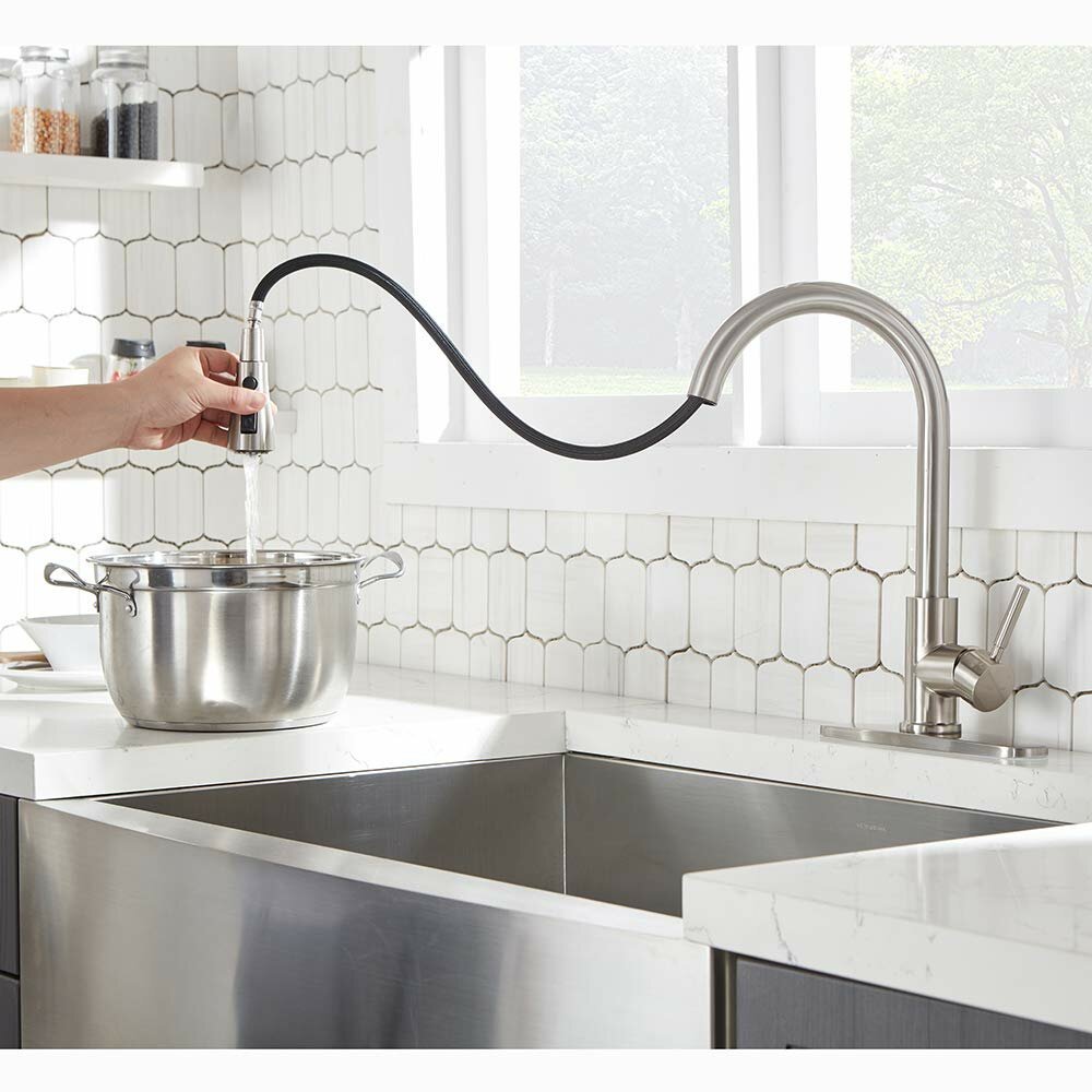 Pull Down Kitchen Faucet with Sprayer Stainless Steel Brushed Nickel