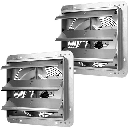 iPower 12 Inch Shutter Exhaust Fan Aluminum,High Speed 1620RPM, 940 CFM, 1-Pack, Silver