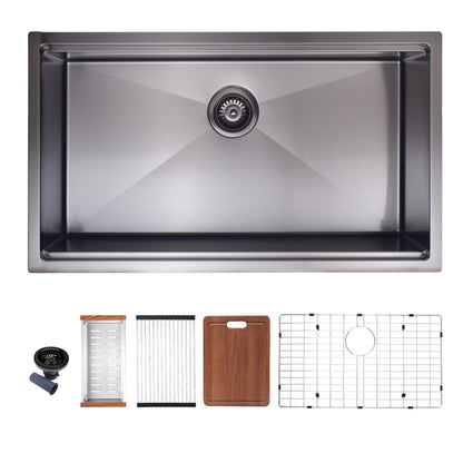 32" L X 18" W Undermount Kitchen Sink With Sink Grid