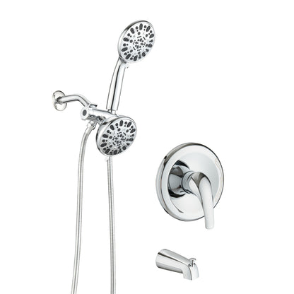 Shower System with Tub Spout Rain Shower Tub Set, High Pressure Dual 2 in 1 Shower Combo Faucet with Valve