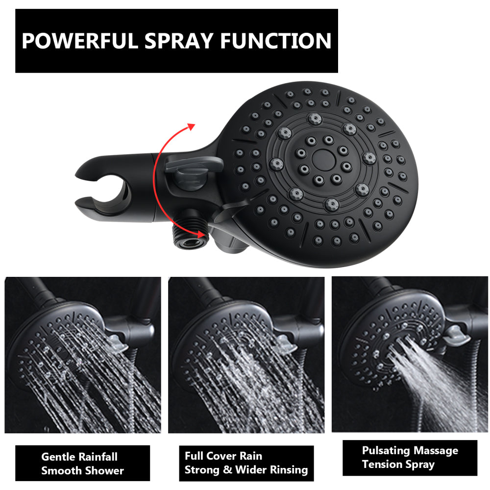 Classic High Pressure Single Handle 6 Function Rain shower Head with Handheld Shower with Tup Spout